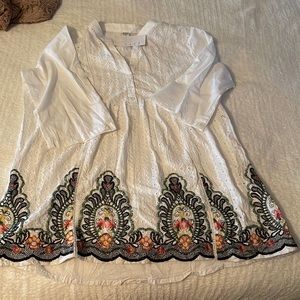 Eyelet button down swim cover up